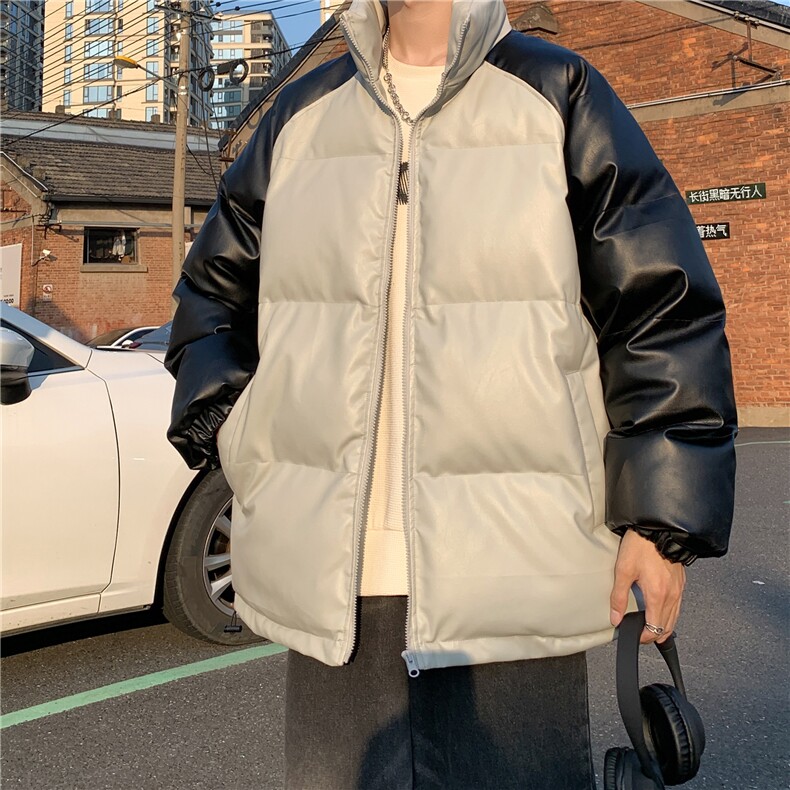 外景港风拼接撞色面包服时尚立领保暖皮棉服A247-MY520特批85,男装棉衣,电商A247