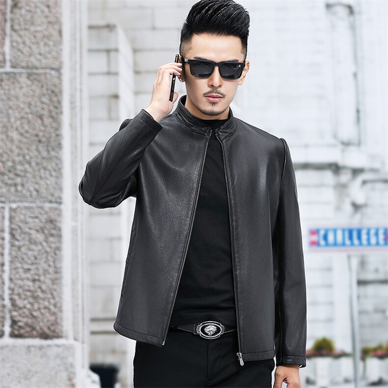 春季新款皮衣男士夹克山羊皮外套立领韩版修身机车皮衣P630，男装皮衣，电商B360
