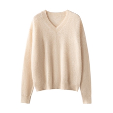 2025秋冬新款羊绒衫女100纯山羊绒针织衫紫色V领套衫保暖垂感长袖，女装羊绒衫，戎叶云台