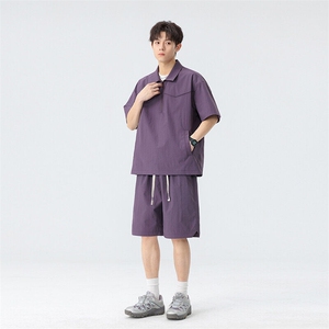 新款休闲短袖短裤套装图片