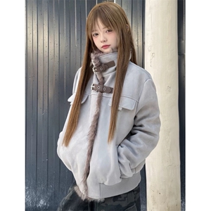 羊羔毛外套棉服男女冬季加绒加厚保暖立领棉衣夹克 M6056图片