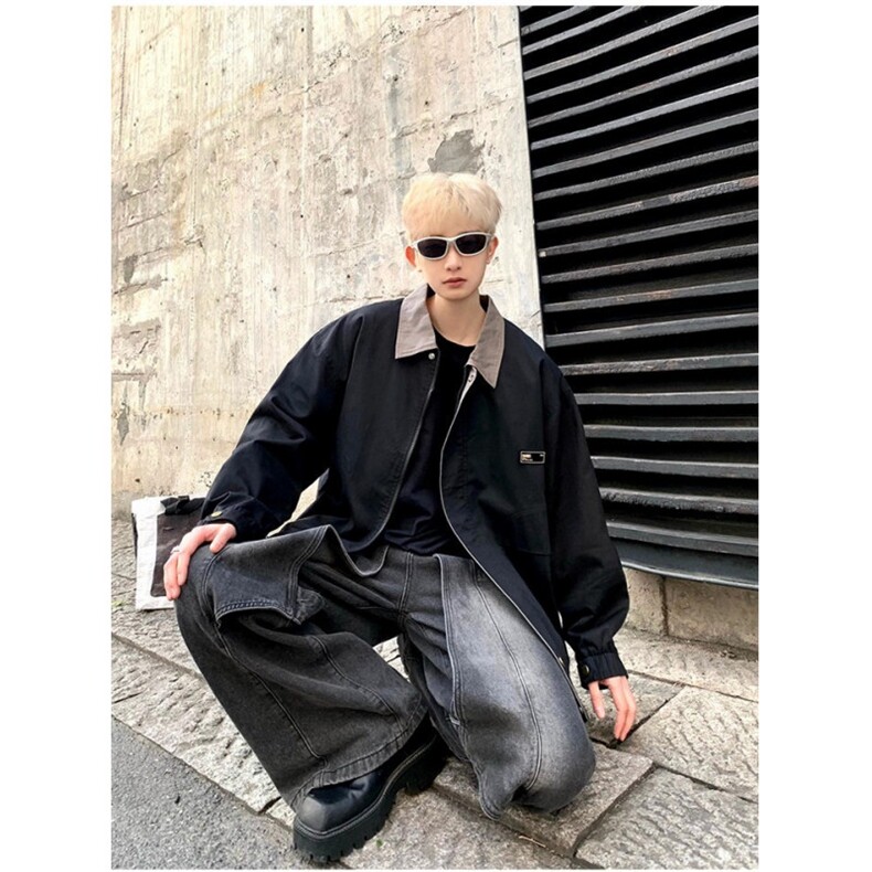 美式复古翻领工装款日系夹克外套潮牌情侣男女,男装夹克,星座410-6（原星座1304-1）