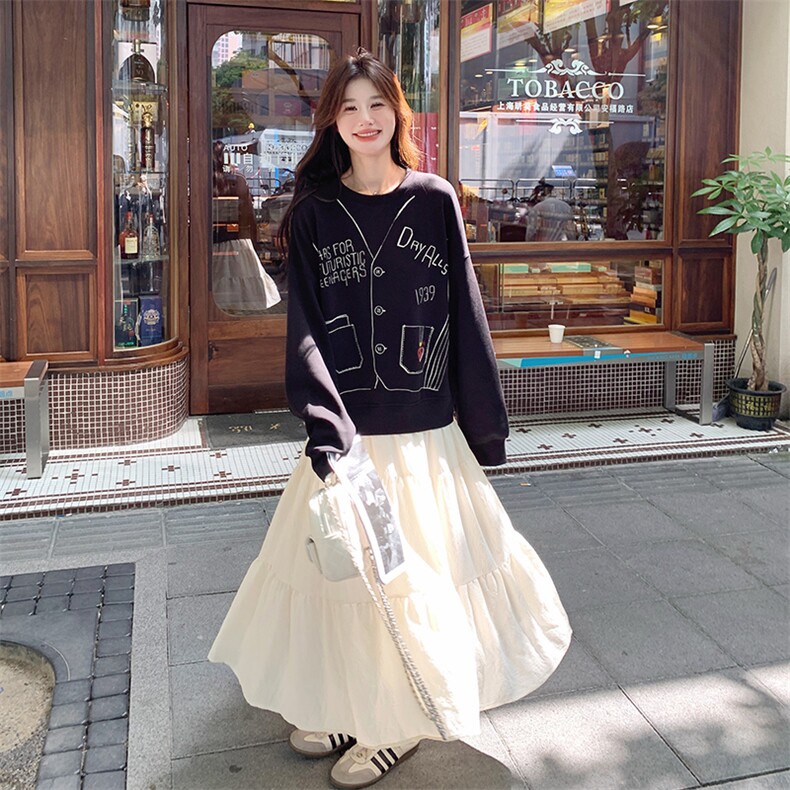 【新款】涂鸦印花卫衣裙假两件已出货L72-P165K238,女装连衣裙,2C272