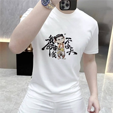 网络图现货美式复古小领口宽松哪吒印花纯棉短袖T恤JT1011-P35，男装T恤，星座715-7