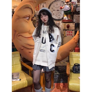 复古高街棒球服外套女宽松春秋新款设计感学生夹克上衣 W748图片