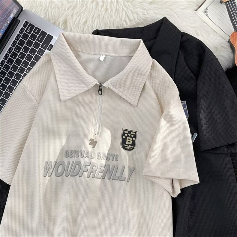 polo衫短袖t恤男夏季美式复古潮牌痞帅百搭重磅纯棉半袖体恤衣服,男装T恤,星座1013