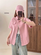 2025薄款宽松型休闲短款长袖开衫，女装衬衫，洛丽兰可