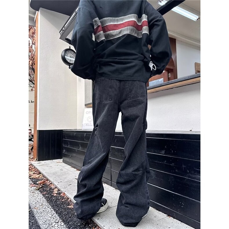 【高质量现货特批45】男秋冬宽松对折牛仔裤610A-N8104,男装牛仔裤,星座610A