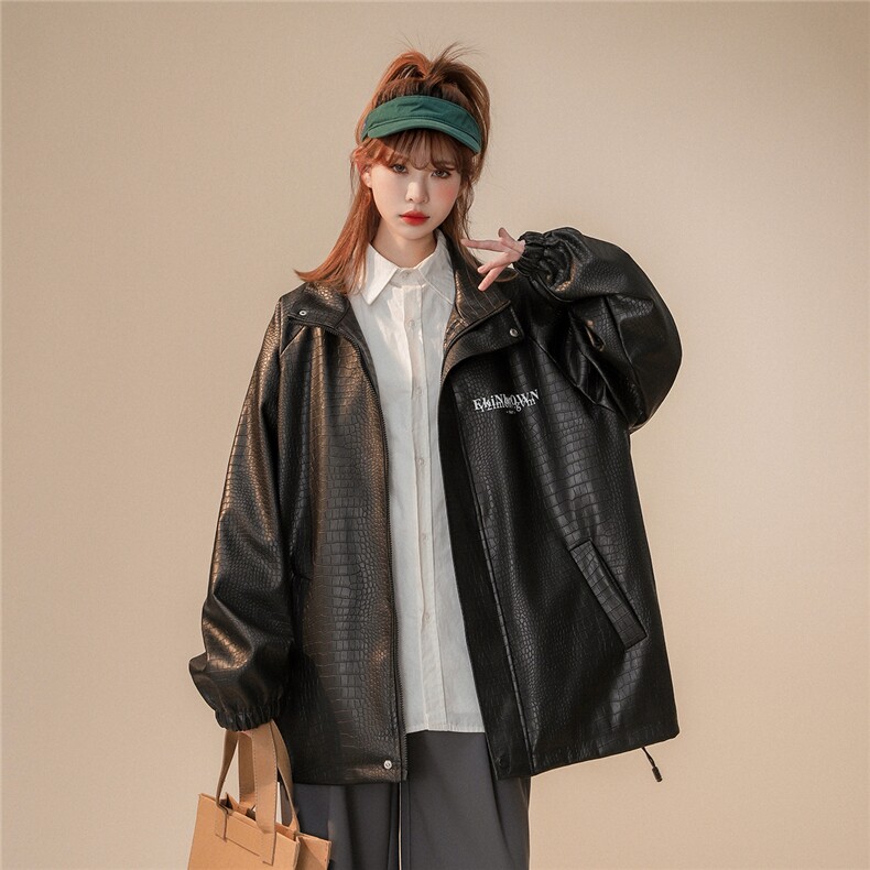 1中性鳄鱼纹皮潮流情侣大码M-5XL夹克男成分PUJK7570P85控128，男装夹克，星座226-2