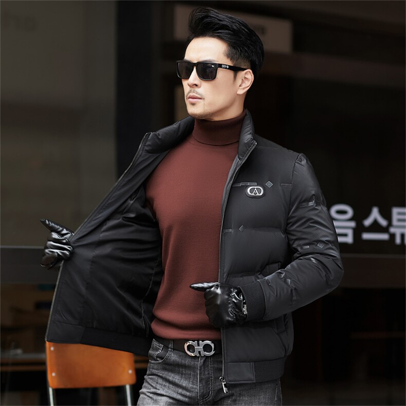 ZMS-M8838新款冬季男士白鸭绒羽绒服立领保暖外套修身大衣,男装羽绒服,电商B360