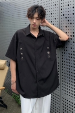 纯色衬衫抖音直播现货短情侣款冰丝衬衣DS-C323-1-7770-P38，男装衬衫，电商C323-1