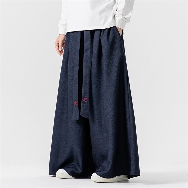 秋冬 风宽松休闲裙裤汉服阔腿裤宋裤新中式情侣潮 K272/P75图片
