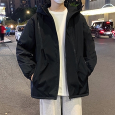 冬季加绒连帽棉衣保暖百搭棉服外套宽松潮流冲锋衣男装JK2810P85，男装棉衣，电商A086