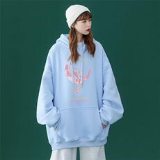 ！2024春季新品慵懒简约甜美印花宽松连帽卫衣W288P35控48，男装卫衣，A247A
