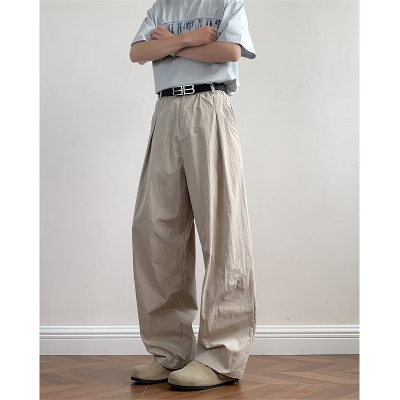 美式复古棉麻西裤男宽松直筒长裤双褶设计感亚麻透气阔腿西装裤，男装西裤，四季星座505