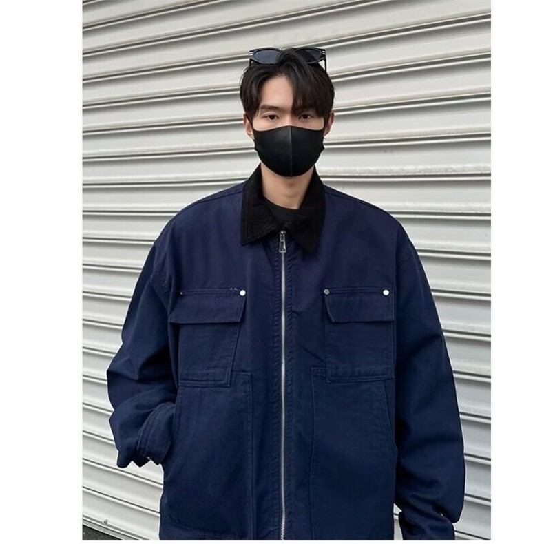 春秋宽松型青少年藏蓝色底特律工装夹克男秋冬潮长袖3569/P100,男装夹克,星座506