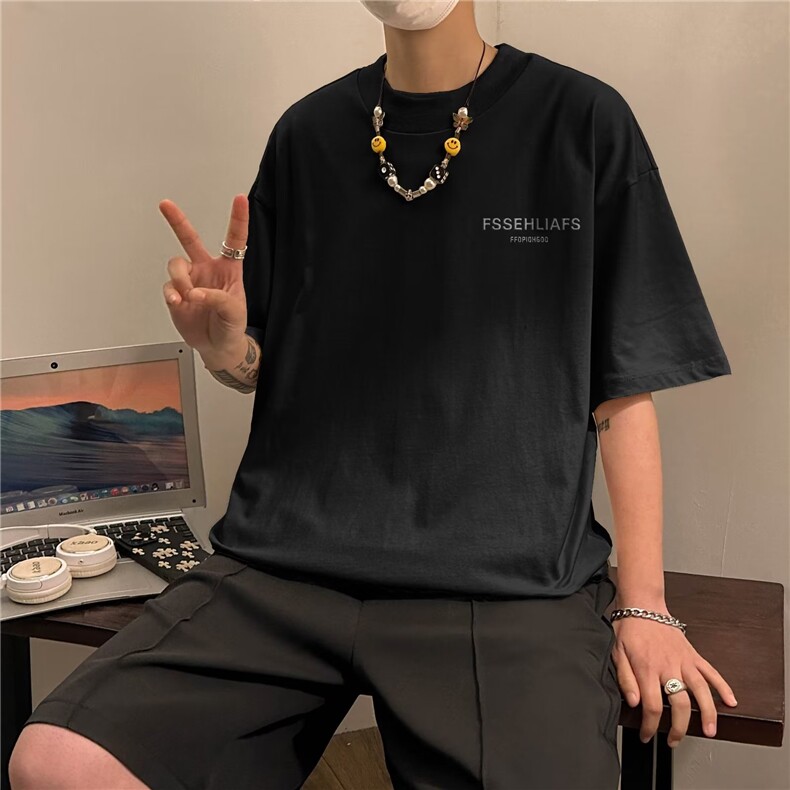 五分袖印花简约潮时尚潮牌青春流行男城市风貌圆领T恤DT004P25,男装T恤,星座1116-2