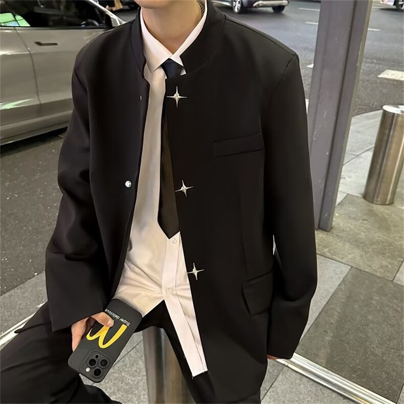 复古男同款中山装2024春秋季新款斜扣西装外套XW126-P70，男装民族服装，星座1109-3