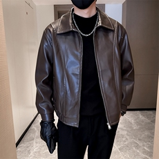 社会小伙男士秋冬皮衣2025秋季长袖夹克店主风JK8007-P130，男装夹克，电商A236