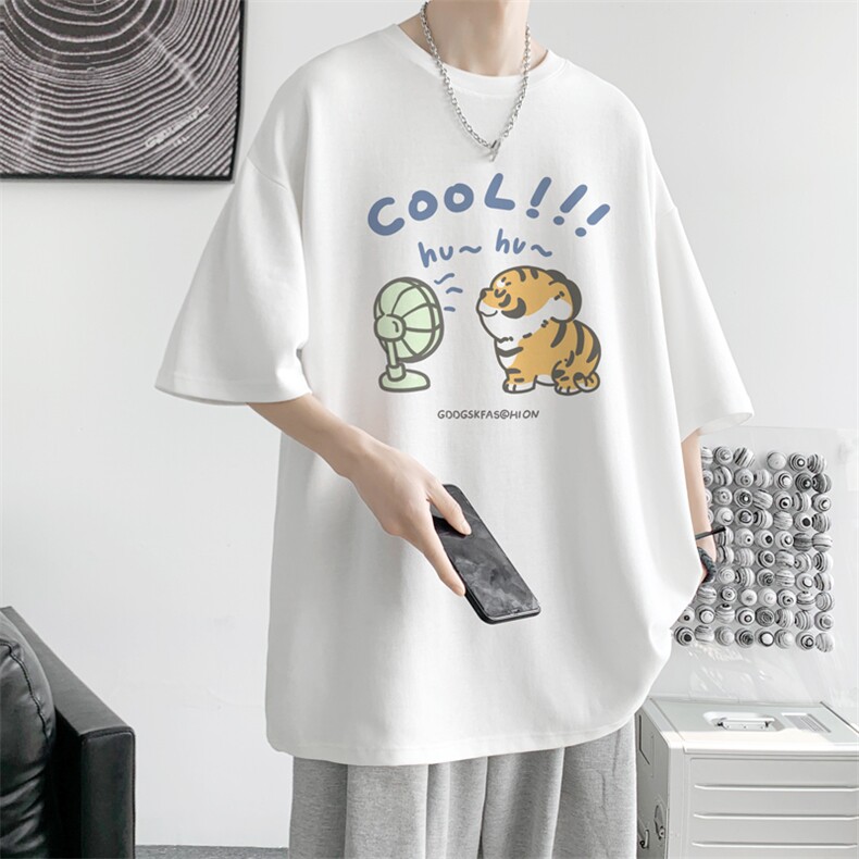 情侣装t恤短袖男生夏季简约印花潮牌大码宽松圆领青少年中袖衣服图片