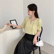 《现货新品》淑女气质简约T恤衬衫短袖，女装衬衫，曼琳思菲