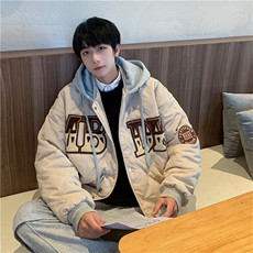连帽棒球服菱男菱形格加棉加厚棉服棉袄植绒外套X1213-MY22-P125，男装棉衣，星座1213