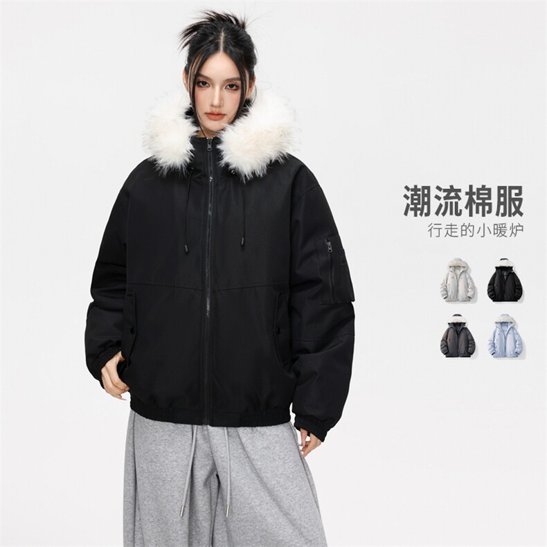 2025新款大毛领棉袄工装派克服加厚保暖棉衣外套MY2525-P100图片