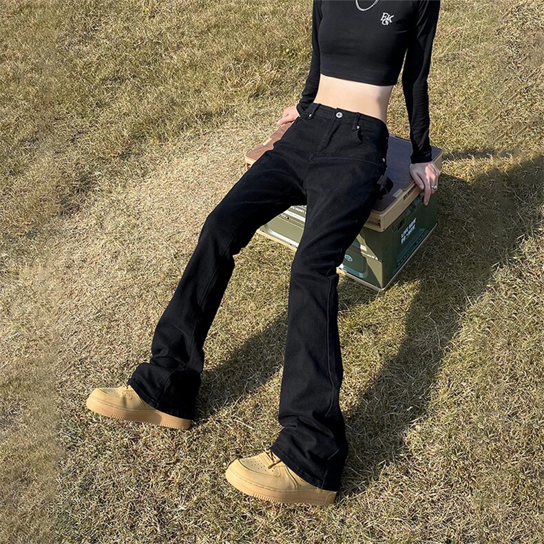 美式直筒白色黑色牛仔裤男女垂感微喇叭裤SK965P34,男装牛仔裤,星座1112-1