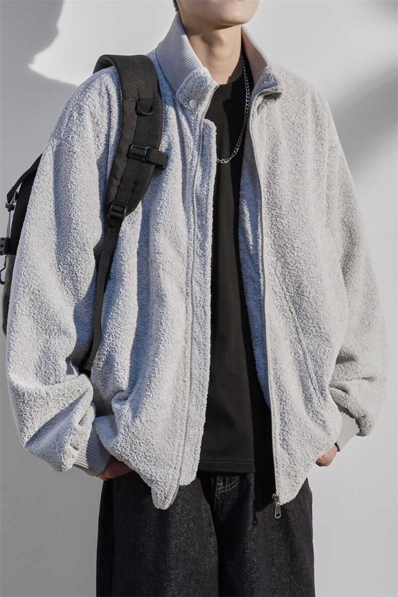 JK8873-P90L-9XL秋冬新款大码毛绒立领重磅夹克外套控168,男装夹克,星座109