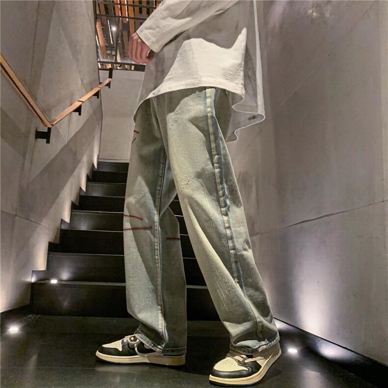 牛仔裤男春季潮大码休闲裤子高街N708P40图片