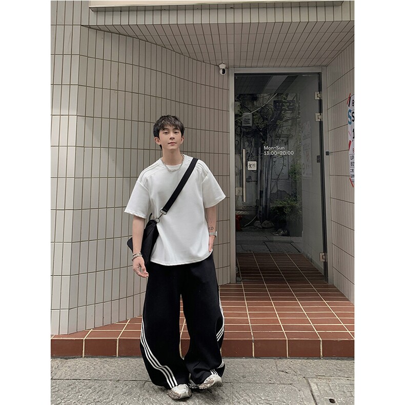260克重磅高级感夏季正肩显瘦短袖轮廓线纯色重磅男士T恤P33,男装T恤,电商C306-1