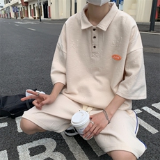 新款夏季潮流ins五分裤新款男百搭POLO衫休闲港风套装TZ5906P70，男装休闲套装，电商A086
