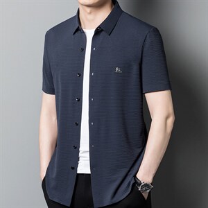 夏装短袖衬衫2023新款男士衬衣中年人上衣薄款夏季中老年男装