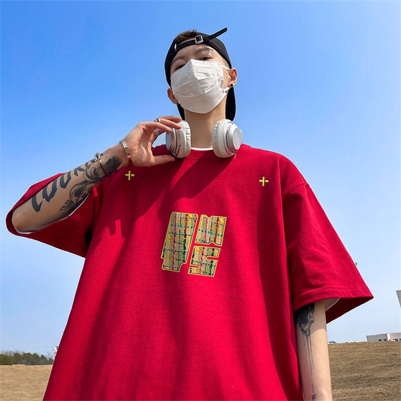 量大优供视频220克美式短袖t恤T2889得物直播有280克品质,男装T恤,电商A486