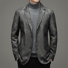 2023新款冬季男款休闲羽绒西服中年男加厚纯色外套XXH9628-P220图片