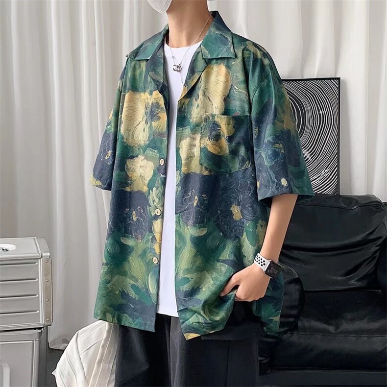 短袖衬衫春款男港风潮流弹力C238P28，男装衬衫，星座1116-2
