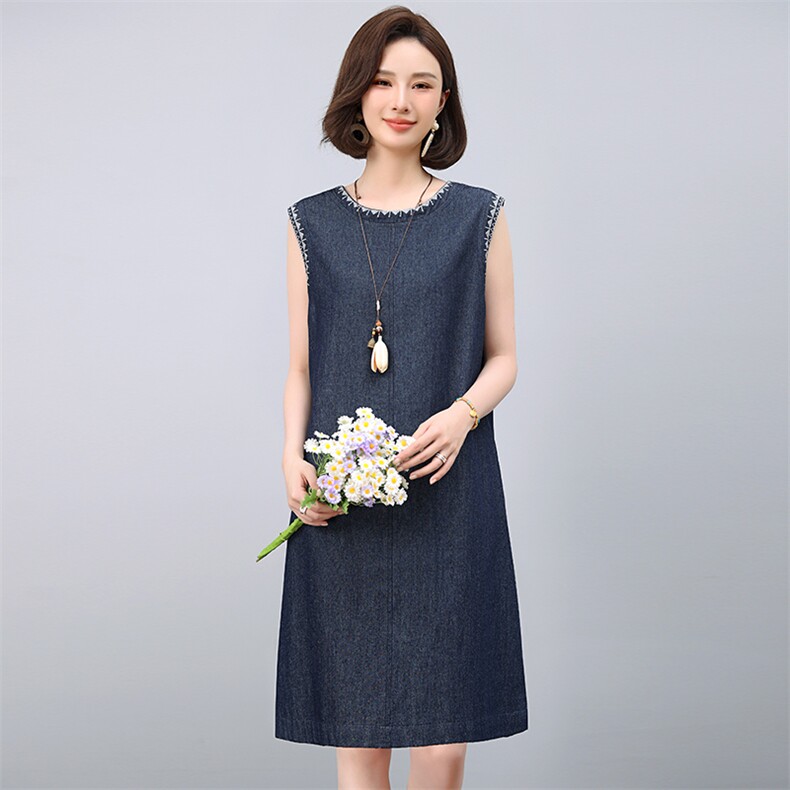 2025年夏季中长款牛仔连衣裙,女装连衣裙,小林双子