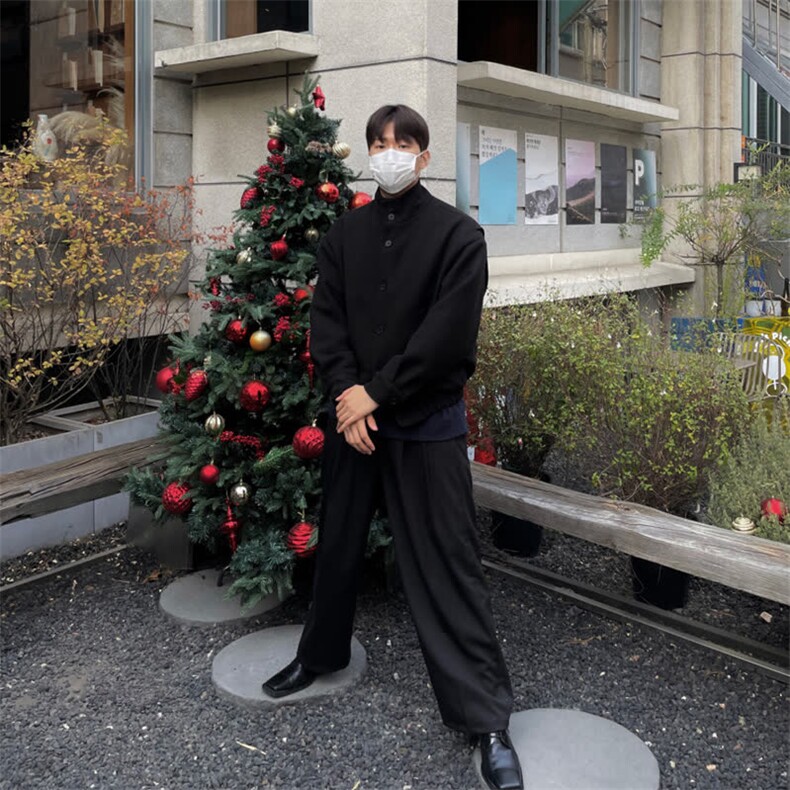 高级感立领毛呢外套男美式复古短款工装行政夹克潮牌飞行员棒球服,男装夹克,星座506A