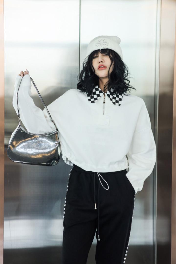卡菲莱2022年新款女装翻领卫衣女春季新款短款Polo衫,女装卫衣/绒衫,卡菲莱