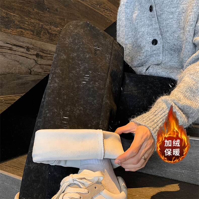 秋冬加绒加厚水洗破洞运动卫裤A579-1特P55常规款A579P48,男装休闲裤,电商A309