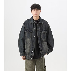 高街牛仔外套男秋美式水洗做旧飞行员夹克网图-N605-P63，男装工装外套，星座1001-1