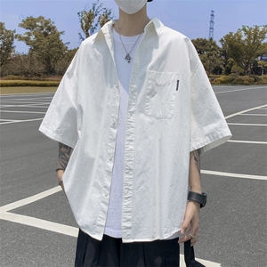 日系少年感短袖衬衫男夏季轻薄简约cleanfit上衣宽松休闲百搭外套图片