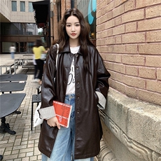 秋装新款现货时尚百搭中长款皮衣A2552-P175-K265，女装皮衣，2C261