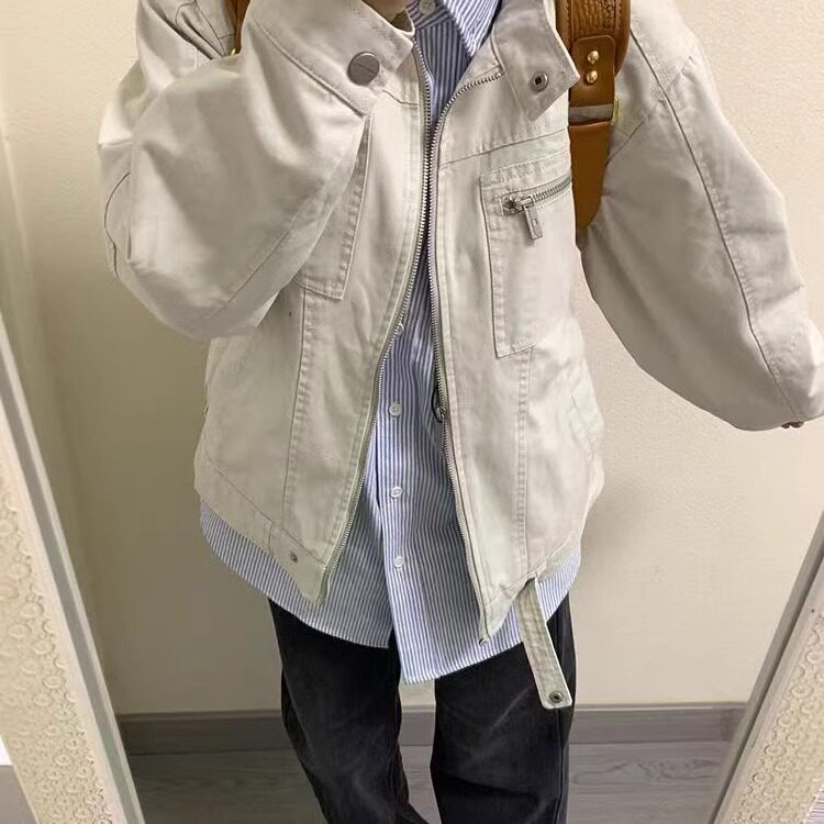 高品质老钱风立领夹克外套男女美式工装宽松上衣513JK3512P60,男装夹克,星座513