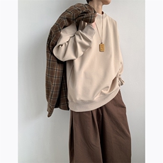 春季新款美式潮牌纯色卫衣男宽松休闲圆领百搭上衣W8071-P38，男装卫衣，星座512-4