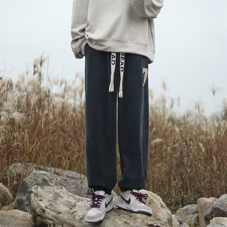 男潮流加绒加厚卫裤宽松男秋冬灯芯绒休闲九分裤K0801-P35加绒40,男装休闲裤,星座308B-1