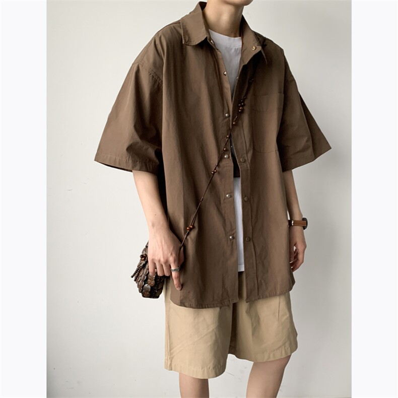 夏季日系cityboy复古短袖衬衫男生宽松情侣休闲半袖衬衣EC700-P28,男装衬衫,星座1008