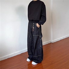 美式高街复古显瘦不掉色原牛工装男女牛仔裤男直筒宽松休闲阔腿裤，男装牛仔裤，四季星座505