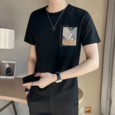 夏季2025新款短袖T恤男潮牌印花半袖男装上衣A313-5806-P48，男装T恤，电商A313