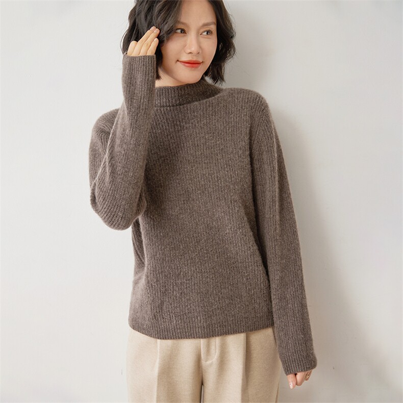 半高领针织打底衫女2024秋装新款气质内搭气质35%羊绒衫，女装羊绒衫，雪山红莲